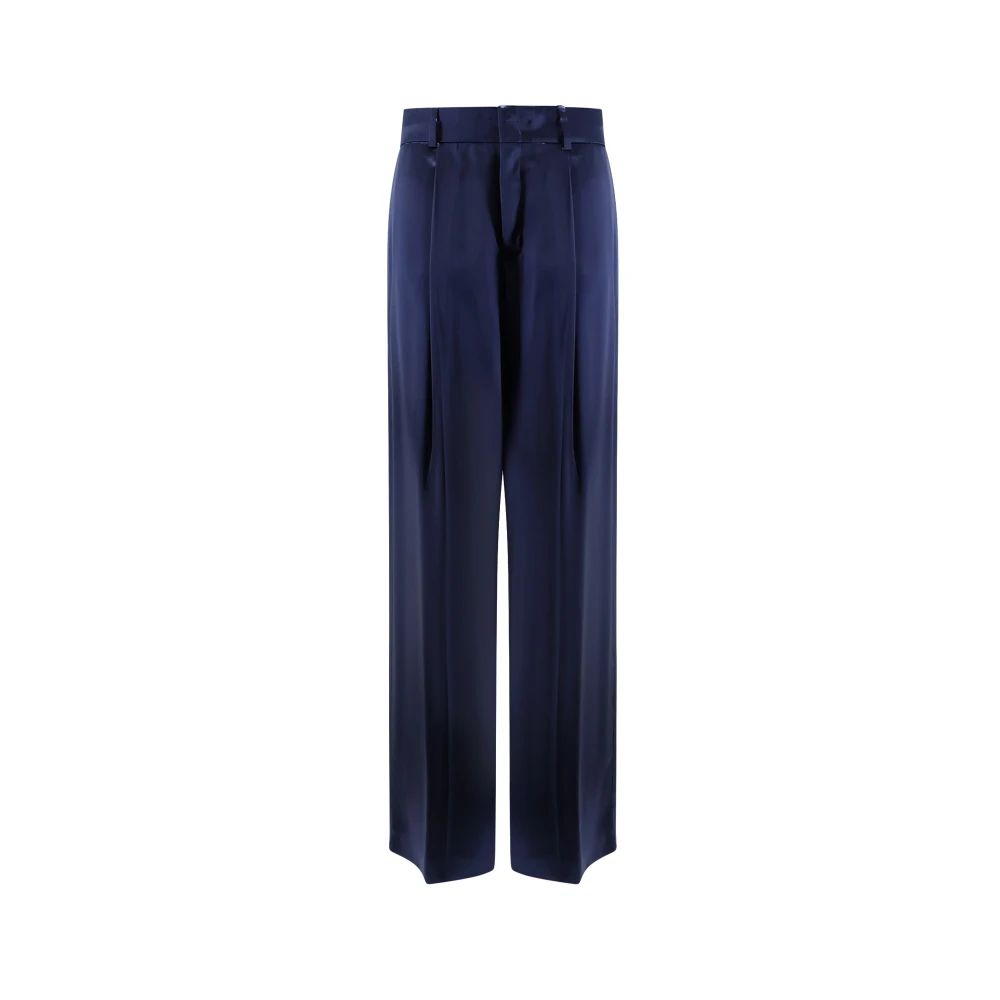 Alberta Ferretti Blue Wide Trousers, Female, L, Tailored Satin Trousers
