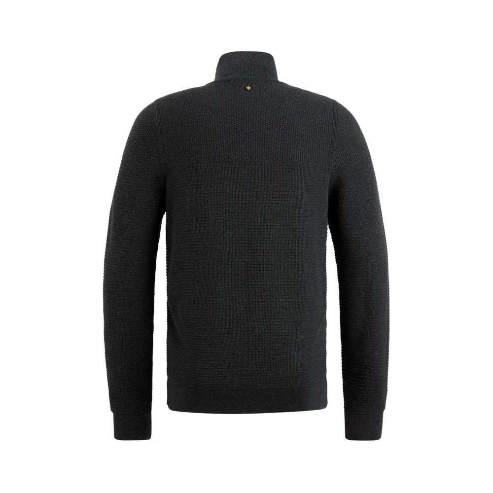 PME Legend Gestructureerde halve rits katoenen trui Black Heren