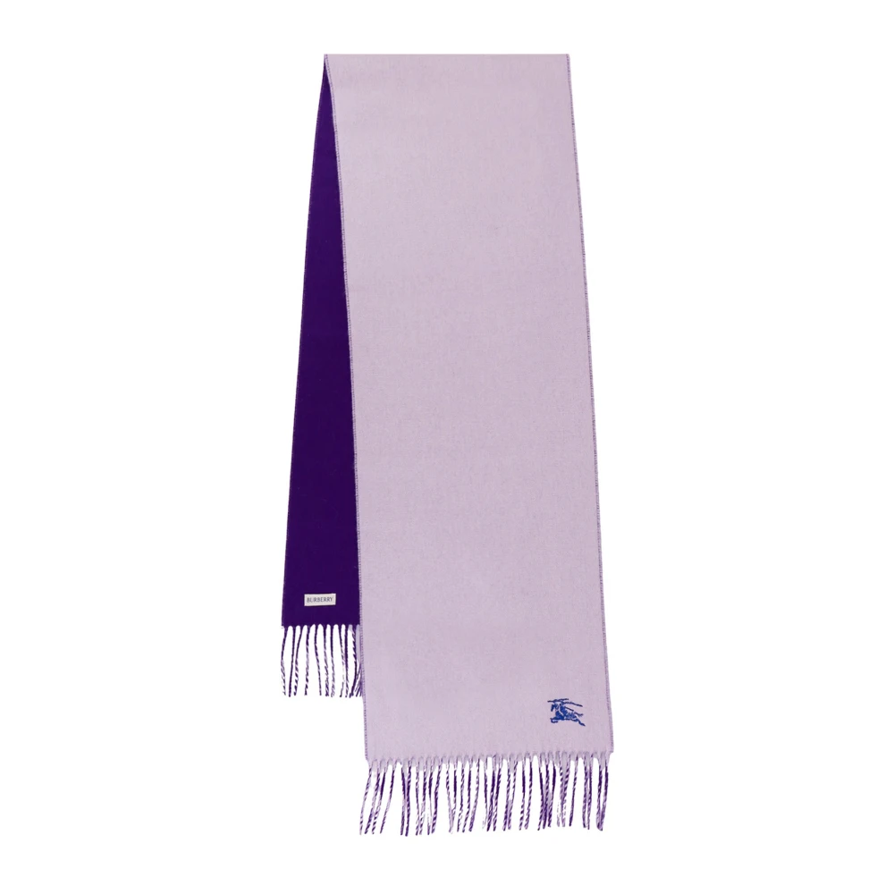 Burberry Paarse Sjaal met Raffelige Profielen en Iconisch Logo Borduursel Purple Heren