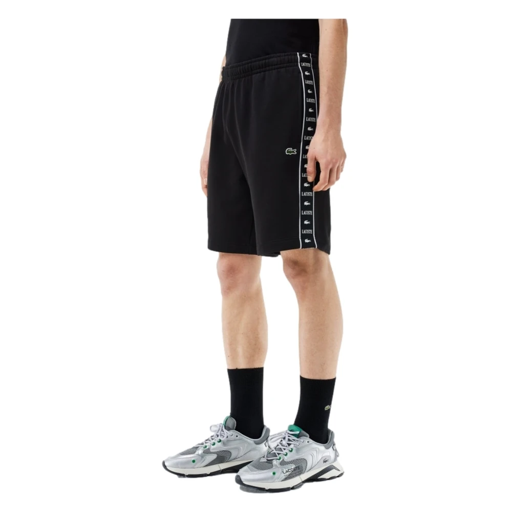 Lacoste Zwarte Bermuda shorts taps toelopende stijl Black Heren
