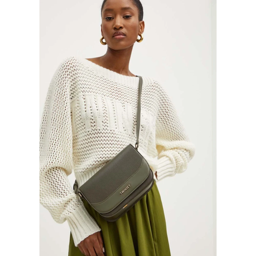 Twinset Schoudertas van glad synthetisch leer Green Dames