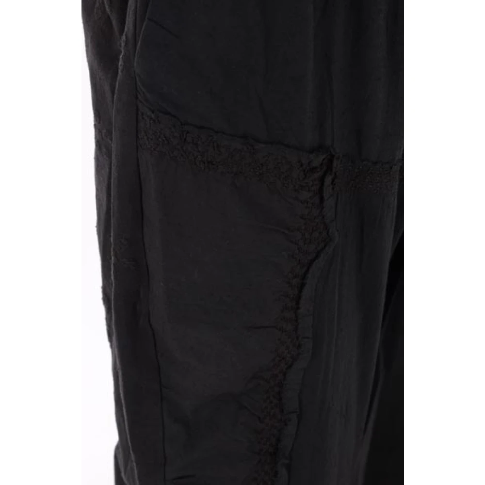 By Walid Zwarte Bloemen Geborduurde Cropped Broek Black Heren
