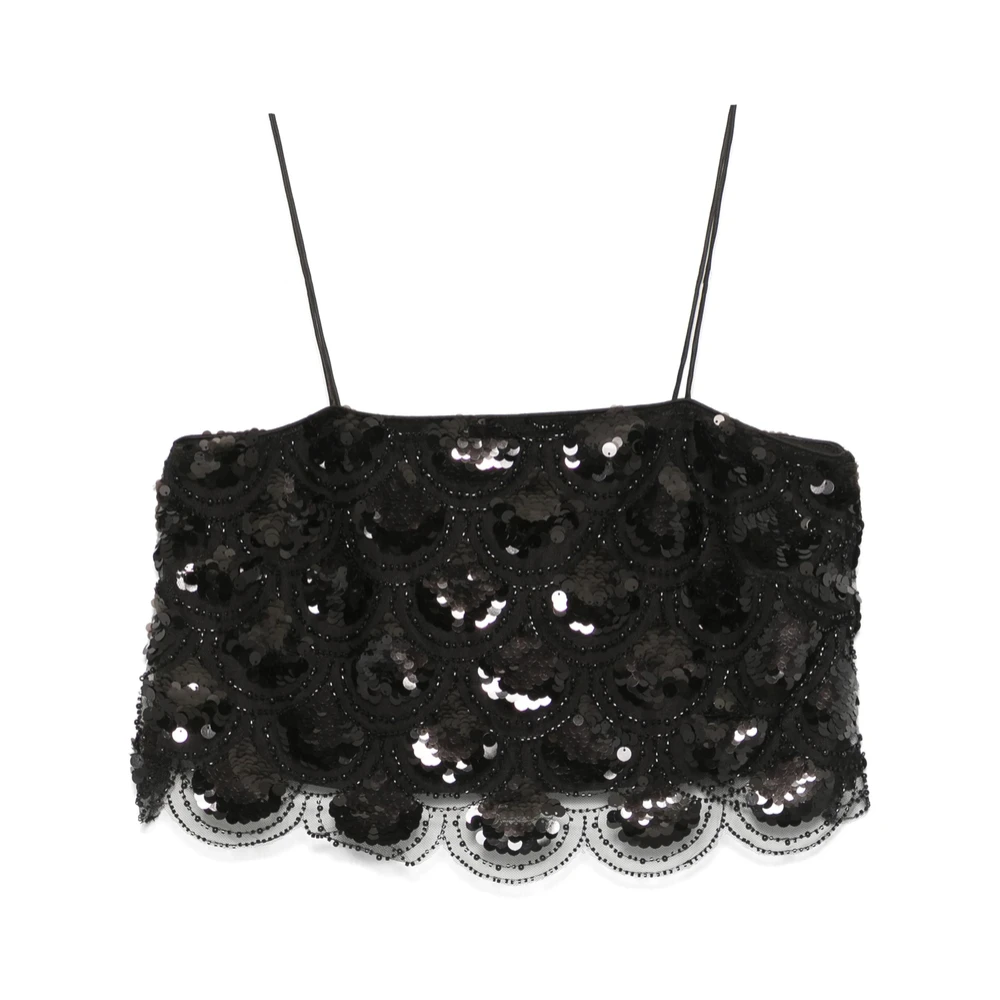 Rotate Birger Christensen Zwarte Top Rotate met vierkante halslijn Black Dames