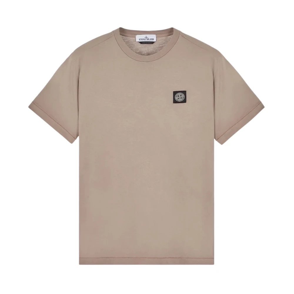 Stone Island Borstlogo T-shirt in Duif Grijs Beige Heren