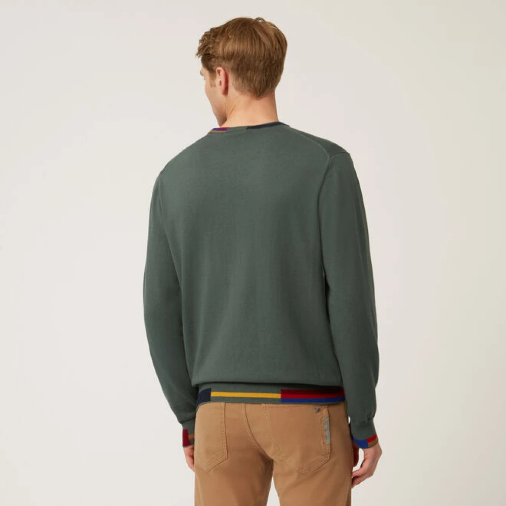 Harmont & Blaine Heren Multicolor Crewneck Sweater Green Heren