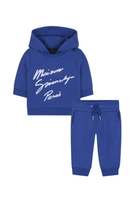 Barn Blå Hoodie med Logotyptryck