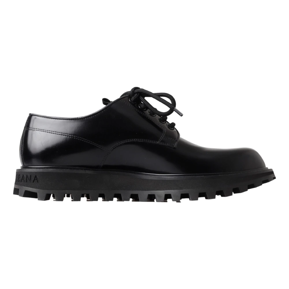 Dolce & Gabbana Zwarte Lakleren Veterschoenen voor Heren Black Heren