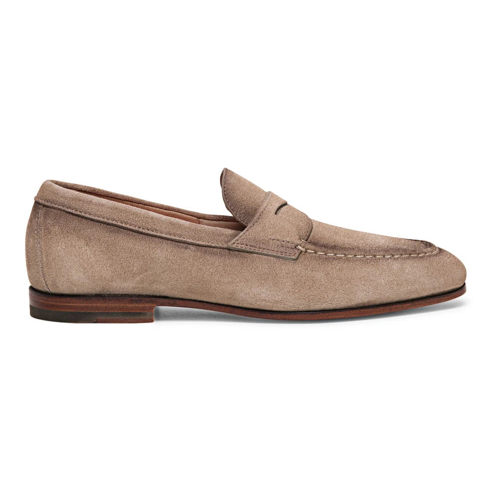 Santoni Nubuck Loafers Beige, Herr