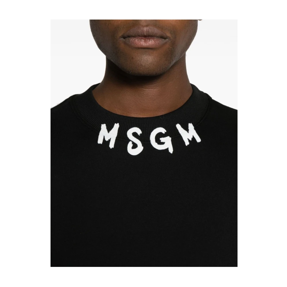 Msgm Logo Crewneck Sweatshirt Black Heren