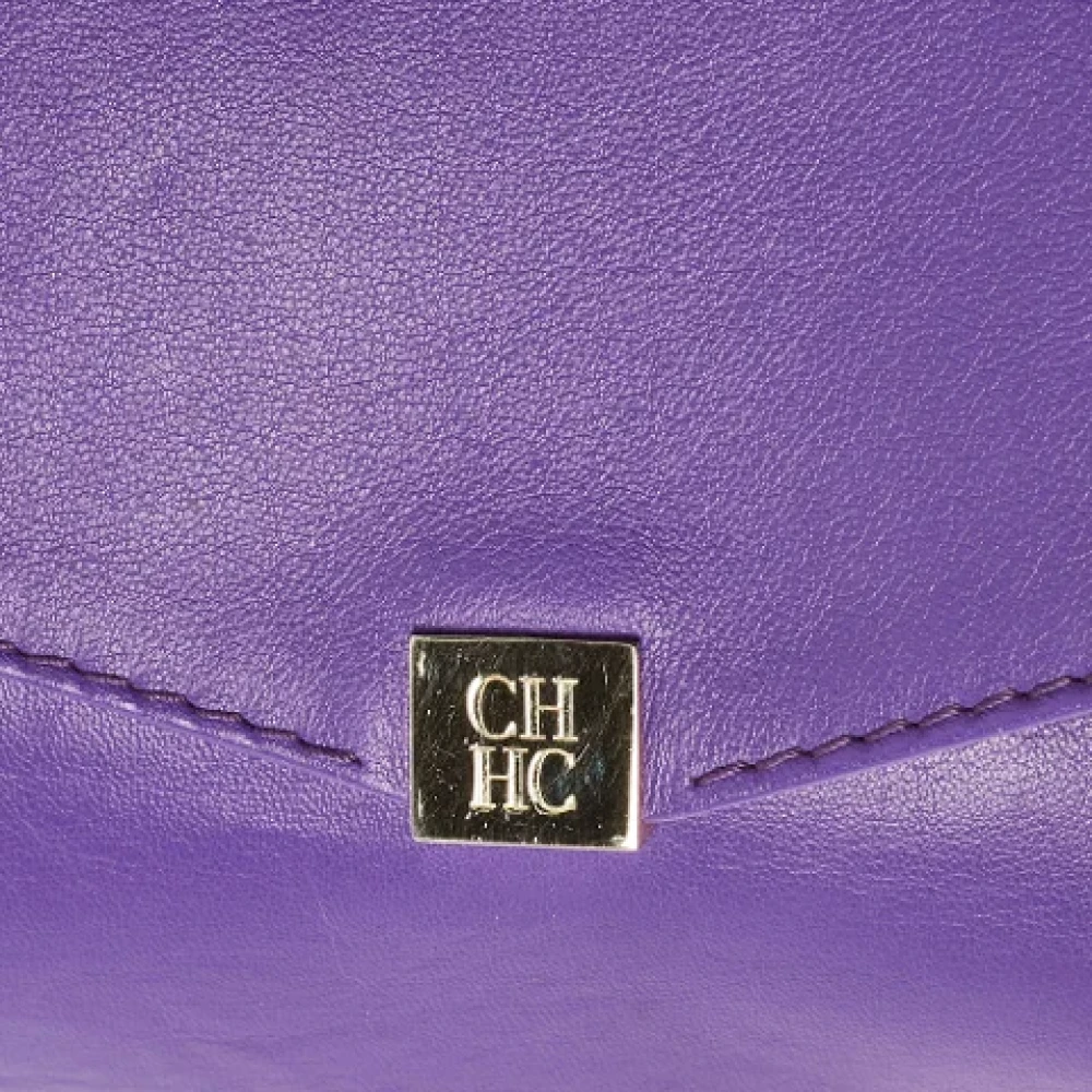 Carolina Herrera Pre-owned Leather shoulder-bags Purple Dames