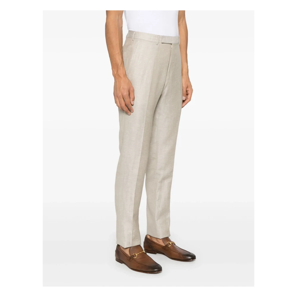 Ermenegildo Zegna Wol Linnen Broek met Zakken Beige Heren
