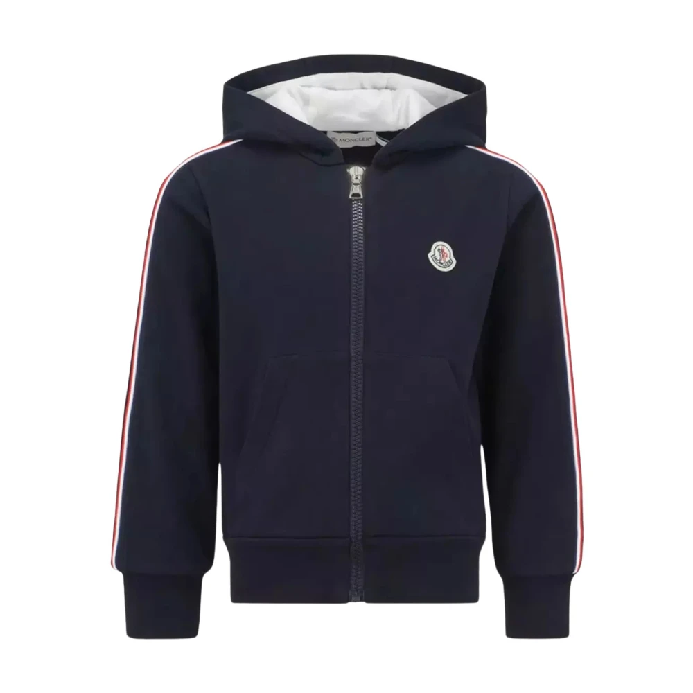 Moncler Marinblå Hoodie med Logo Patch Blue, Unisex