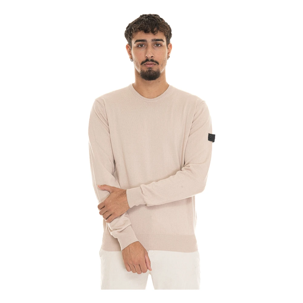 Peuterey Ronde hals trui met armlogo Beige Heren