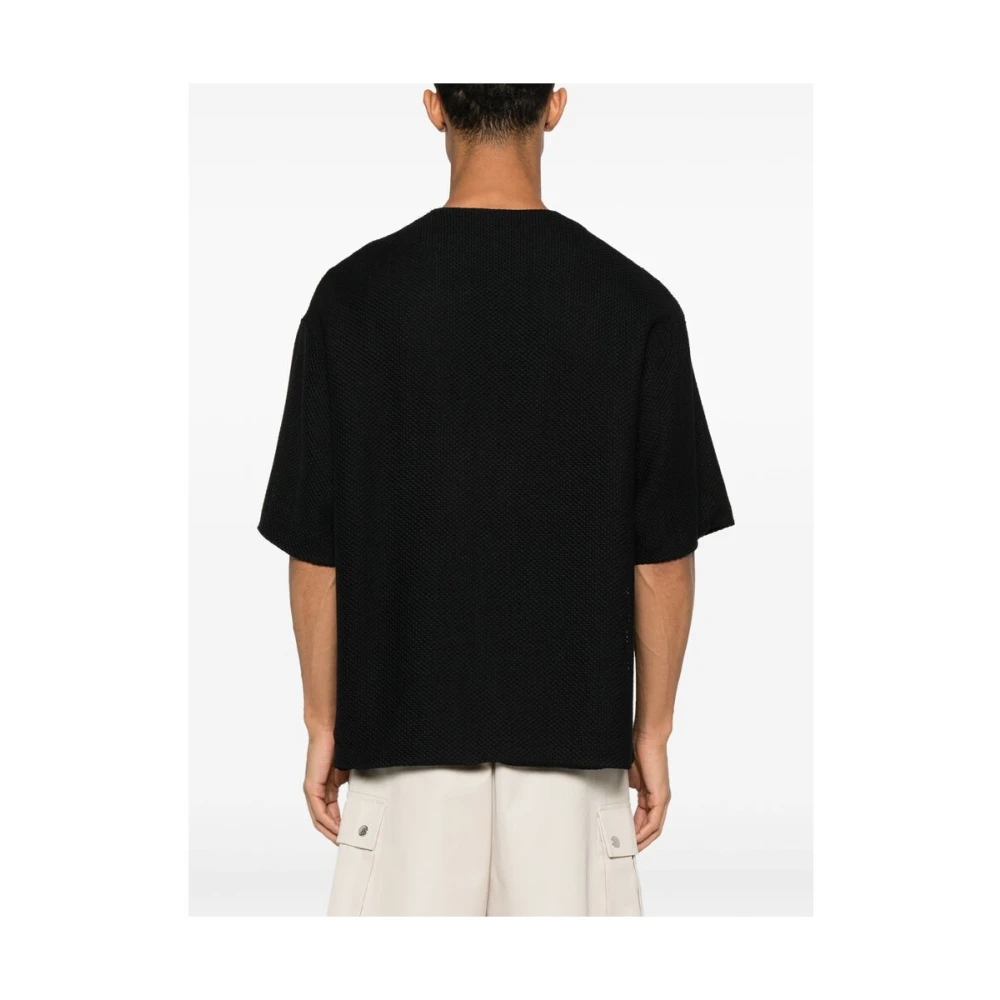 Jil Sander Zwarte Rits Crew Neck T-shirt Black Heren