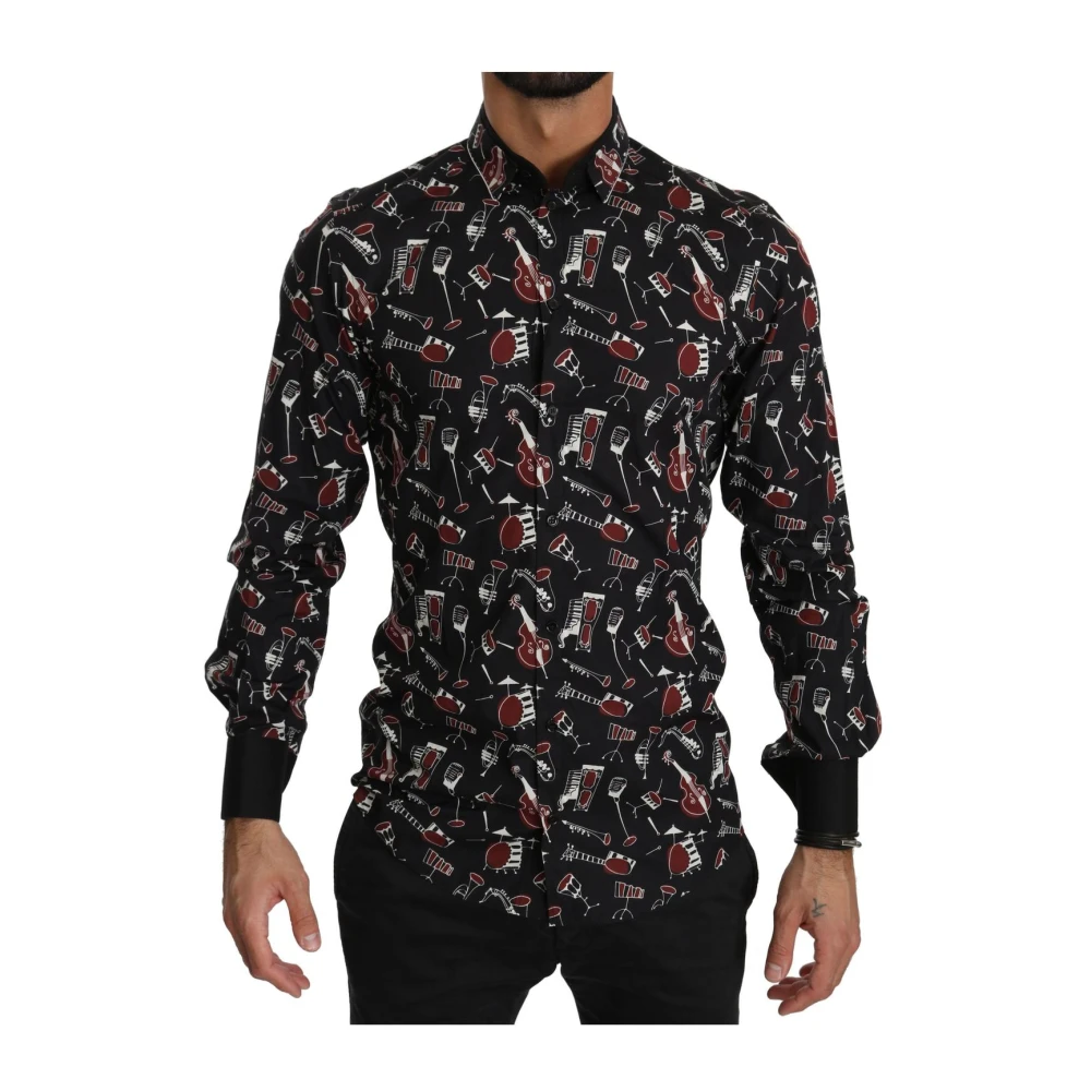 Dolce & Gabbana Black Musical Instrument Slim fit Shirt - IT40 | M - Image 2