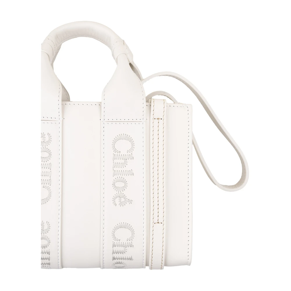 Chloé Witte Woody Mini Tote Tas White Dames