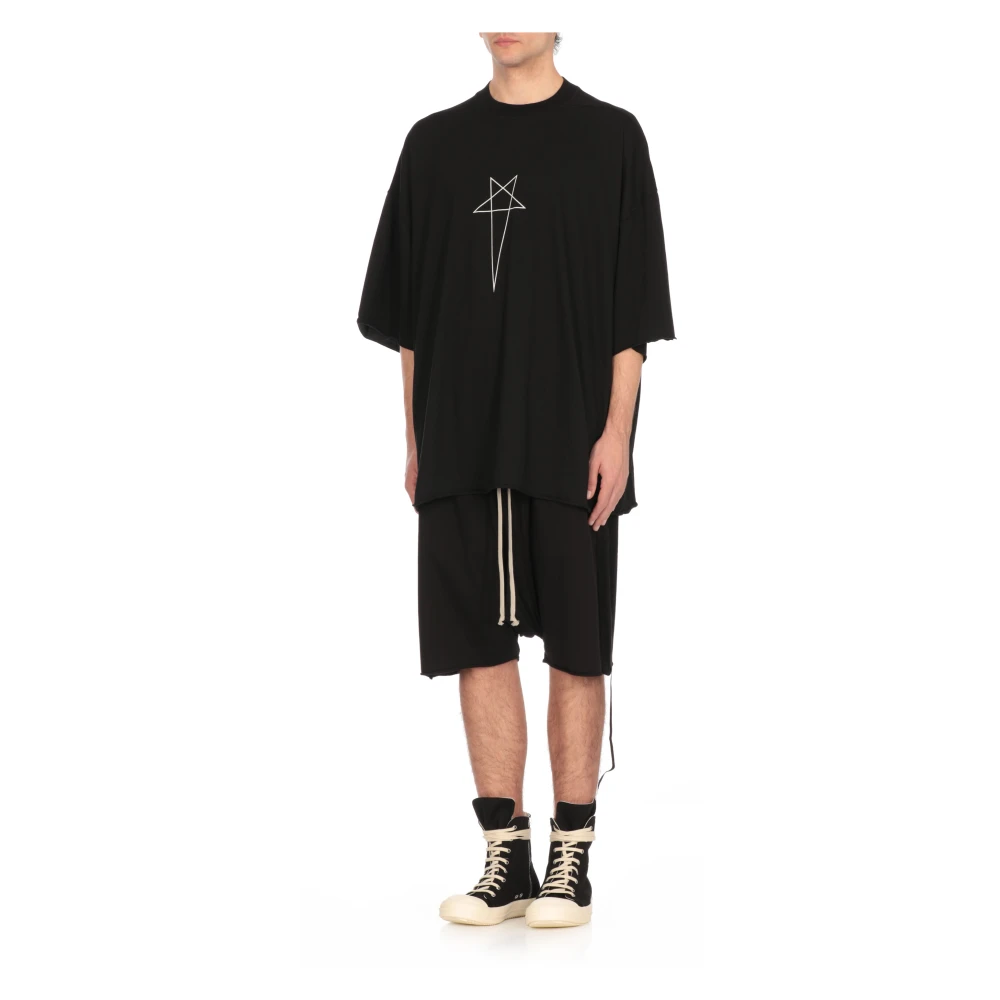 Rick Owens Zwarte Katoenen T-shirt met Logo Black Heren