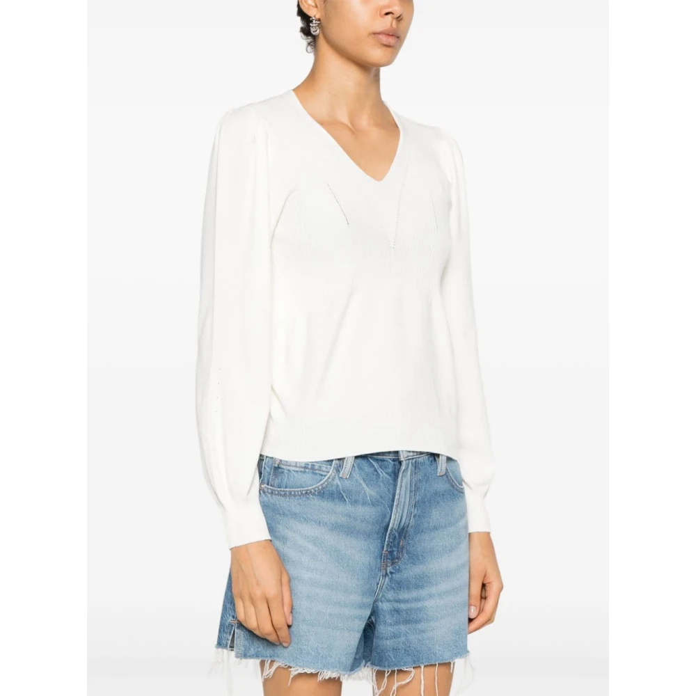 Twinset Geperforeerde V-hals Sweaters White Dames