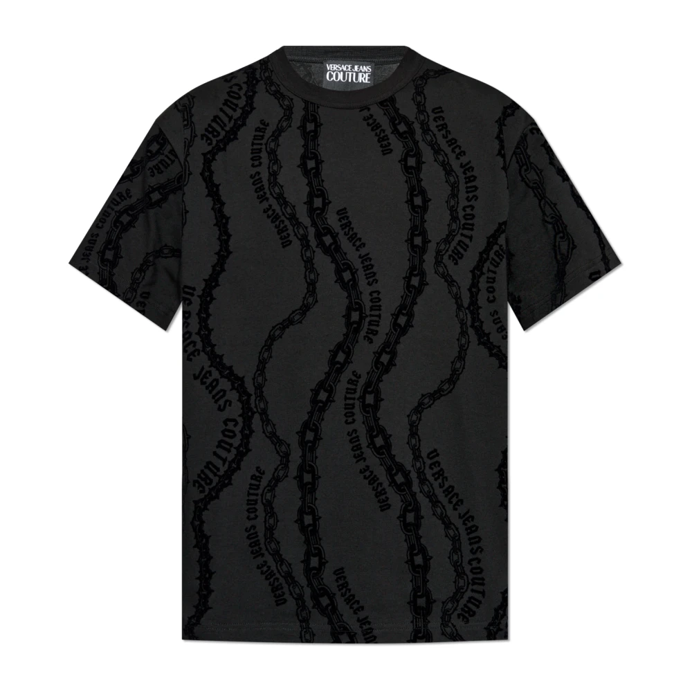 Versace Jeans Couture Men's Black Patterned T-Shirt - T-Shirts - S - Tops