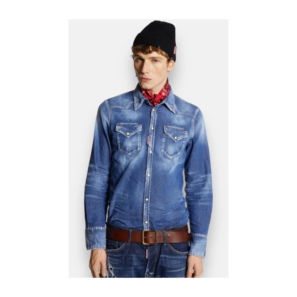 Dsquared2 Klassieke Blauwe Western Shirt Blue Heren