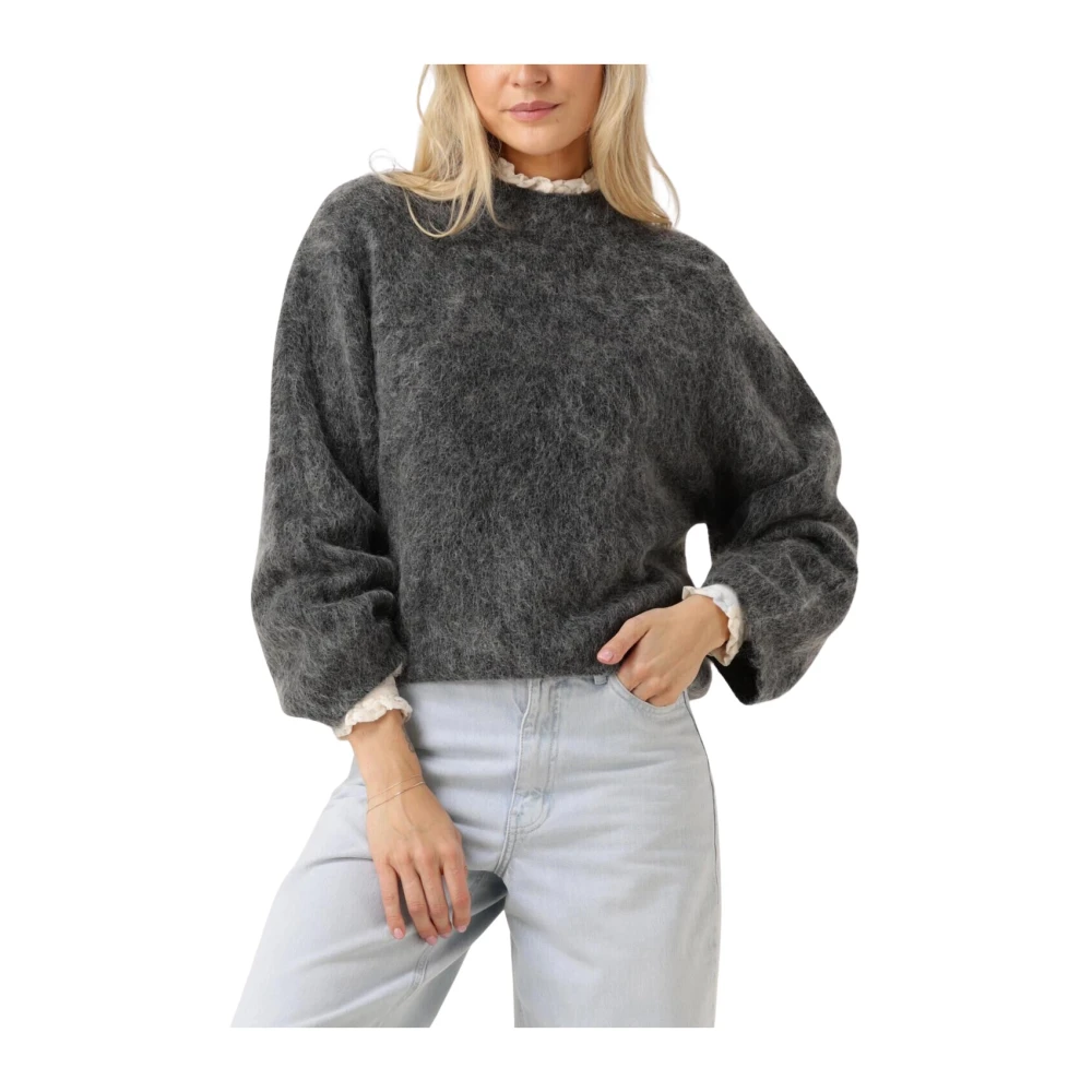 Second Female Anneleen Knit O-neck Sweater Second Dames Gray Dames