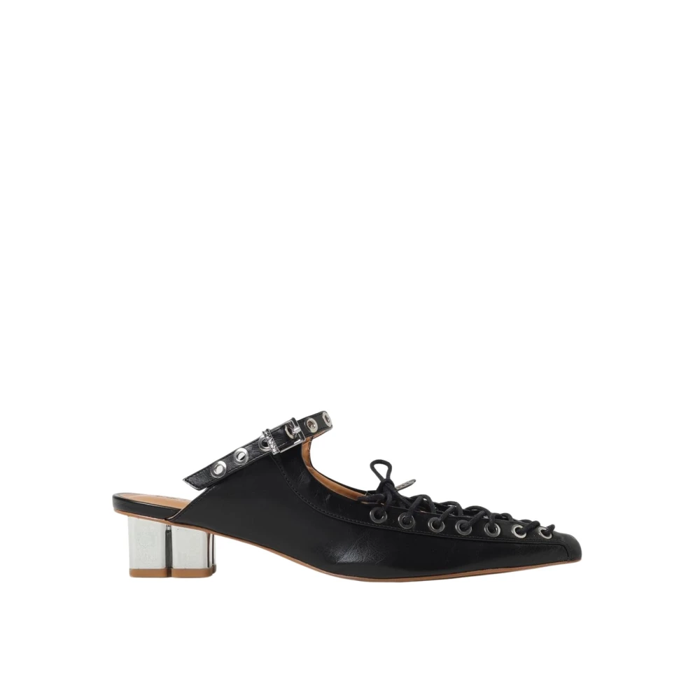 Ganni Women's Black Heeled Mules,, Block Heel Sandals Size 6 Uk