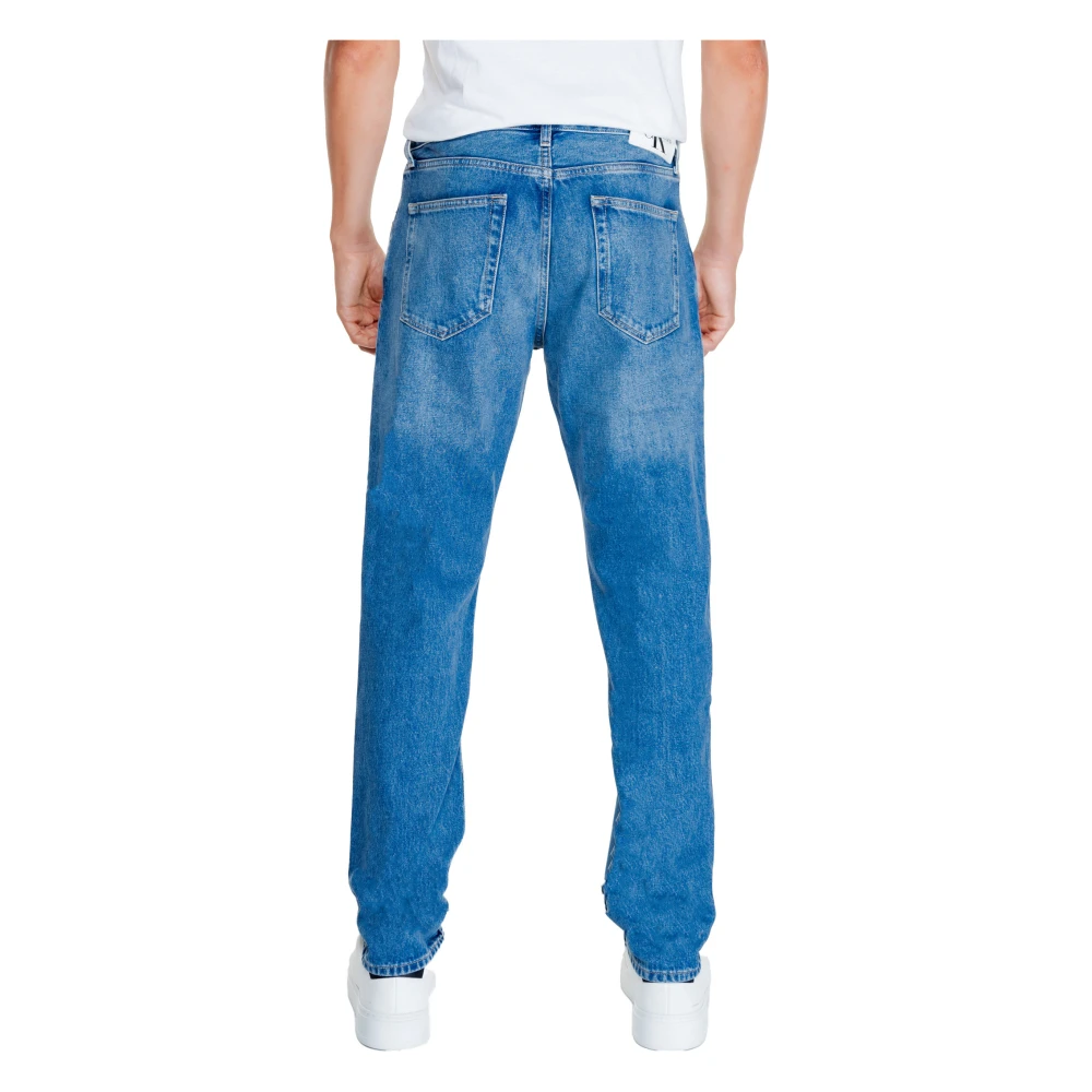 Calvin Klein Jeans Blauwe Effen Heren Jeans Rits Knoop Blue Heren