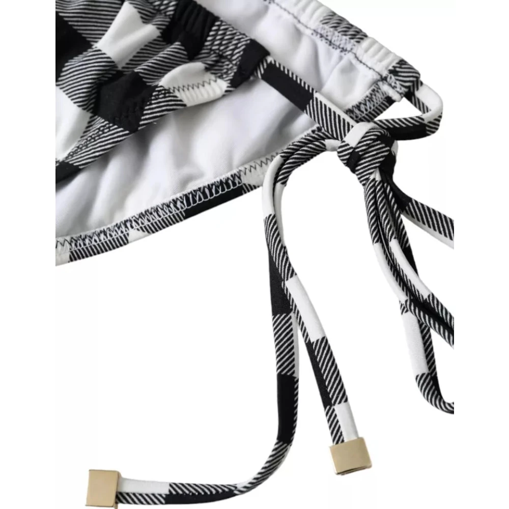 Dolce & Gabbana Geruite Bikini Onderkant Zwemkleding White Dames