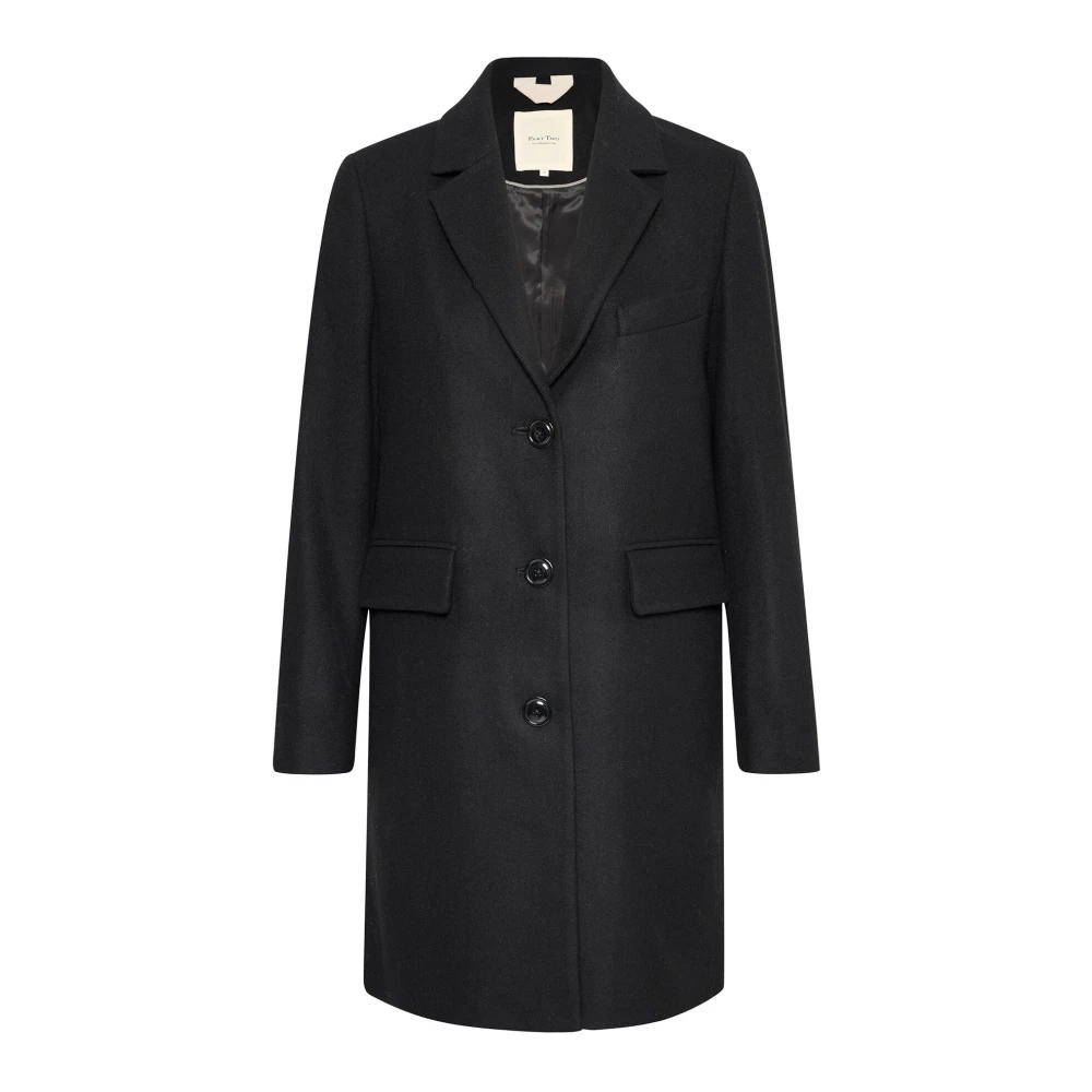 Part Two Women's Black Single-Breasted Coats, M, Classic Jacket Leanettepw Otw