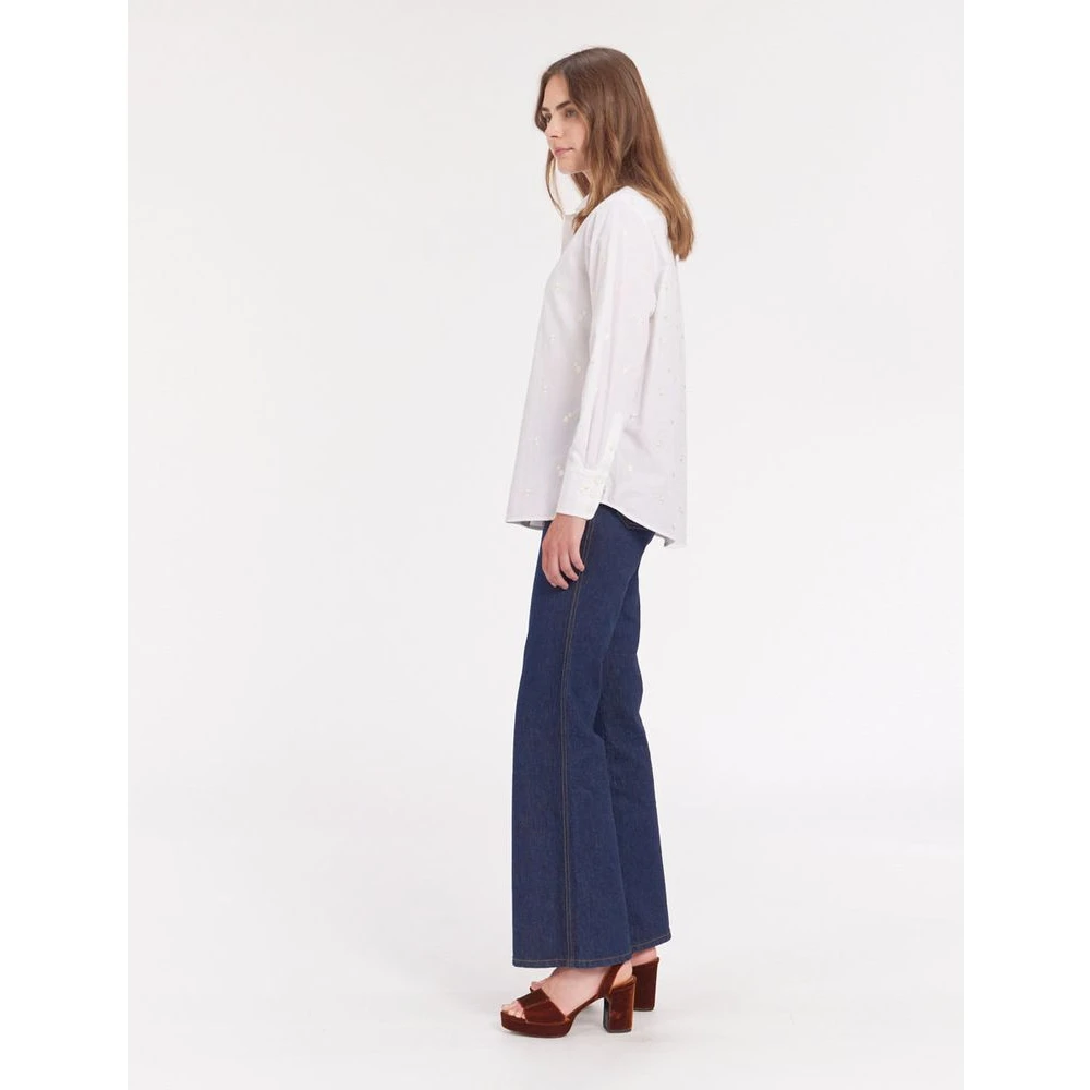Ines De La Fressange Paris Geborduurd wit overhemd tijdloze stijl White Dames