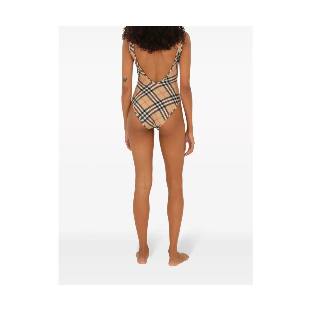Burberry Geruit Patroon Strandkleding Slip-On Stijl Black Dames