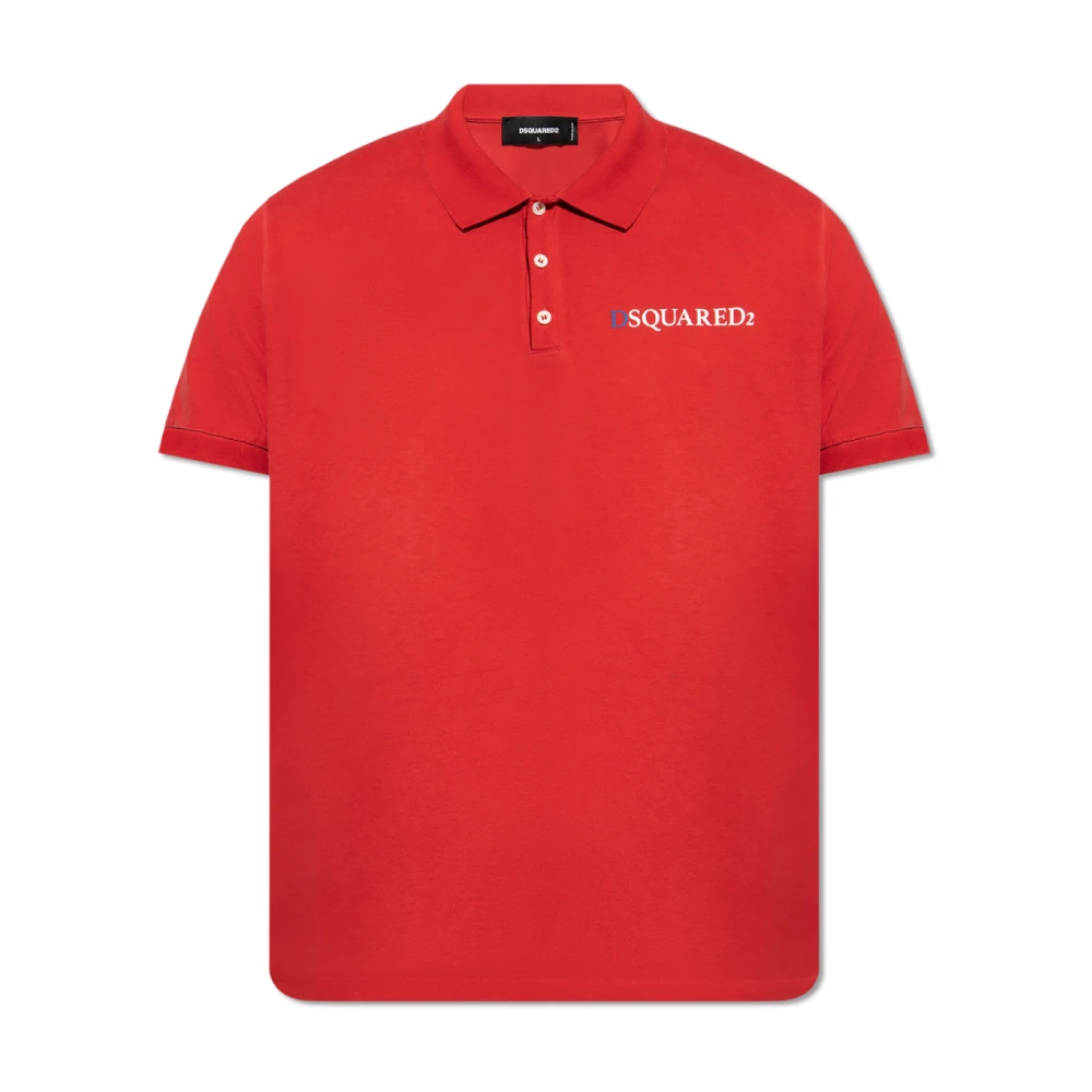 Dsquared2 Red Polo Shirts, Male, M, Tennis Fit Logo Polo Shirt