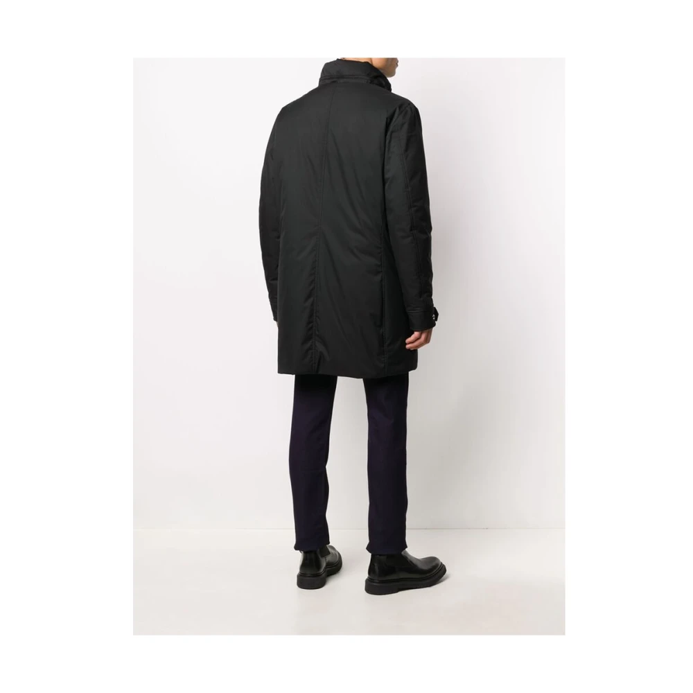 Moorer Zwarte Gewatteerde Donsjas Hooded Stijl Black Heren