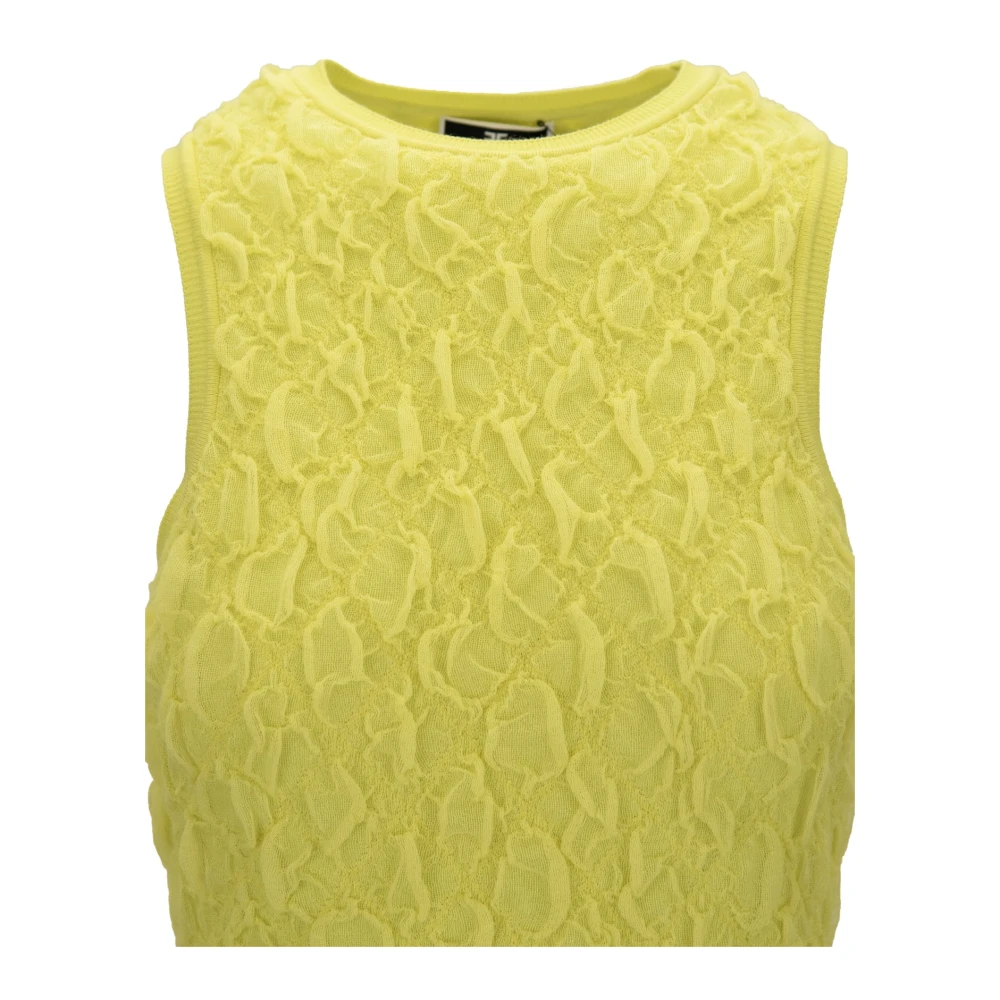 Elisabetta Franchi Korte Mouw Gebreide Jurk Yellow Dames