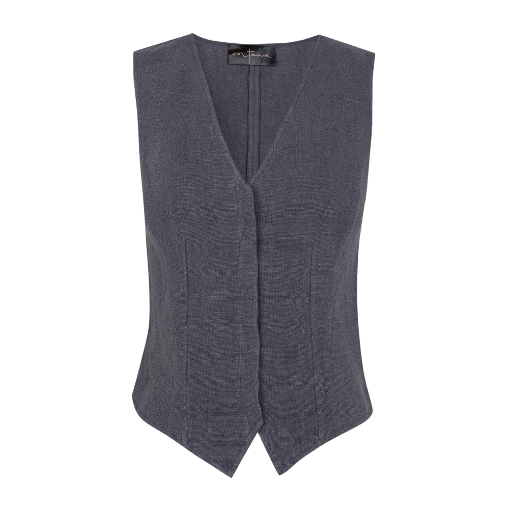Cortana Women's Blue Sleeveless Tops, Xs, Fitted V-Neck Vest