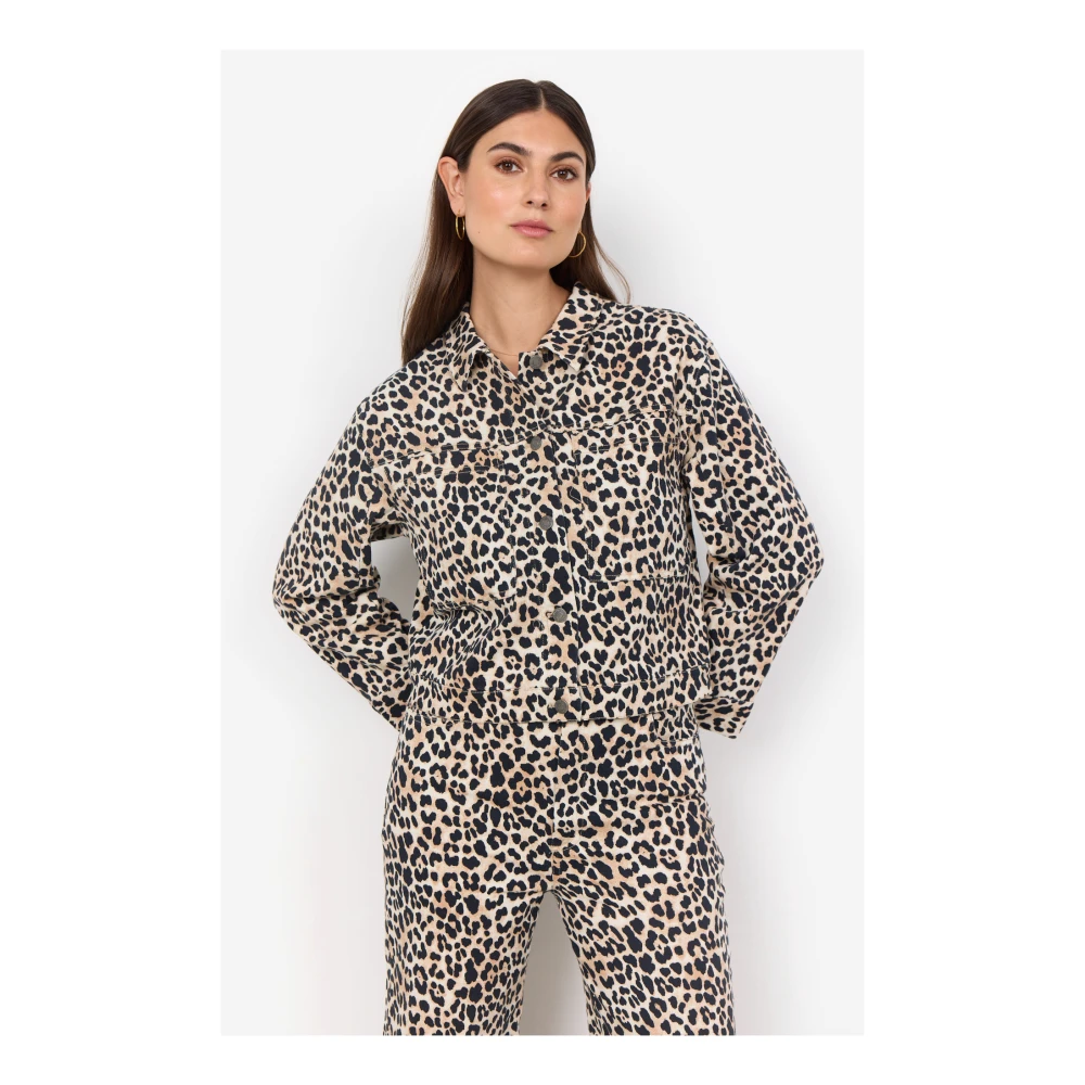 Soyaconcept Dierenprint Katoenen Jas Brown Dames