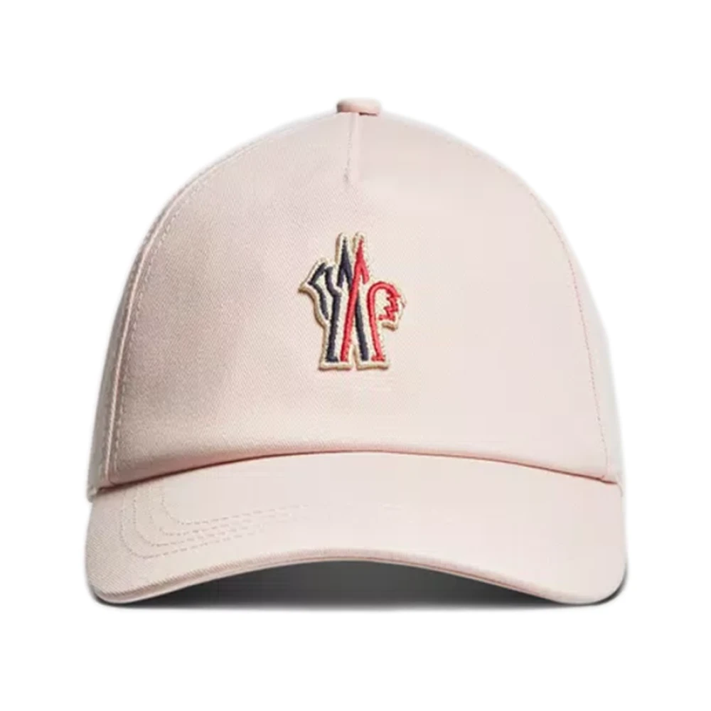 Moncler Pink Hats & Caps, Female, One Size, Embroidered Logo Cotton Hat