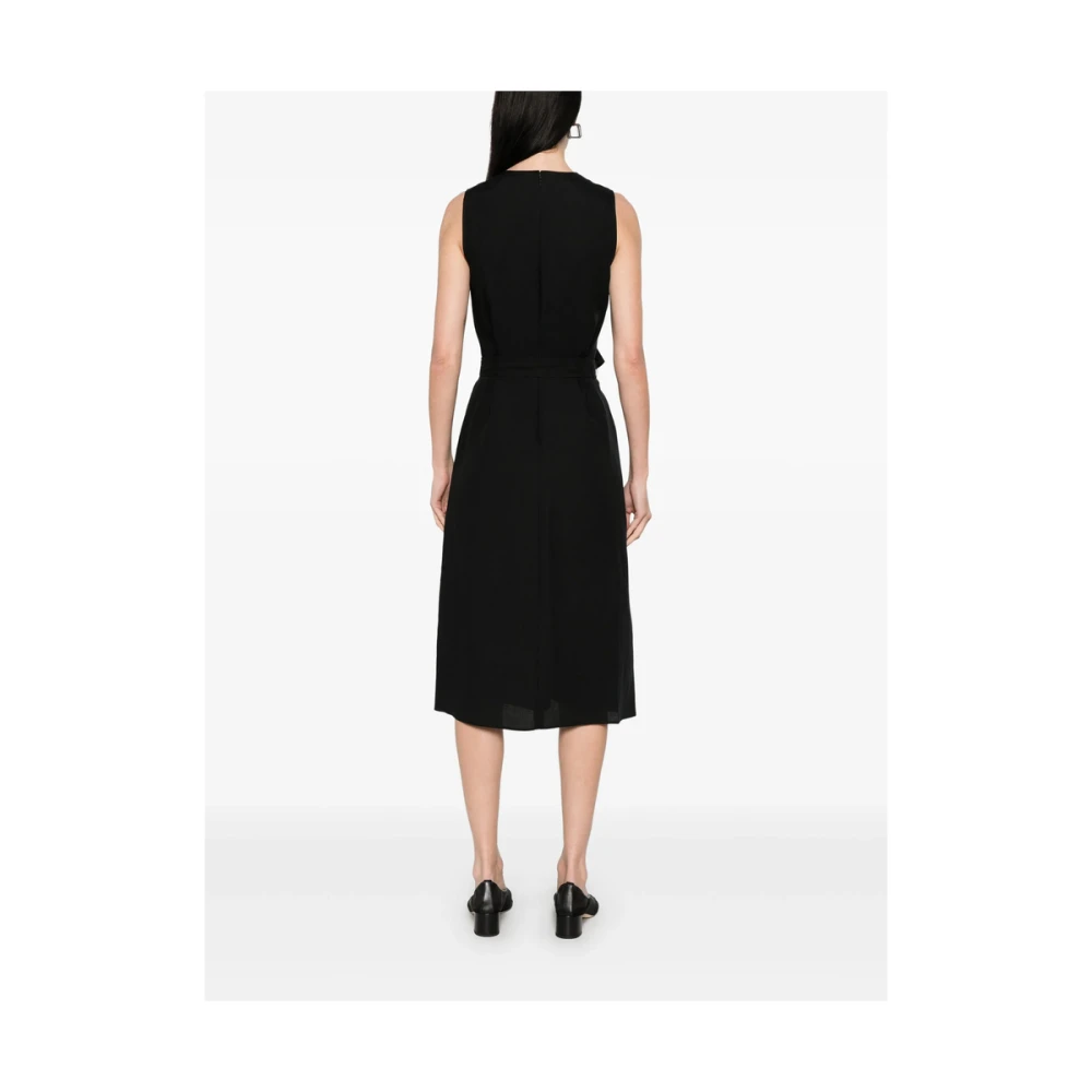 Calvin Klein Zwarte V-hals jurk met volledige voering Black Dames