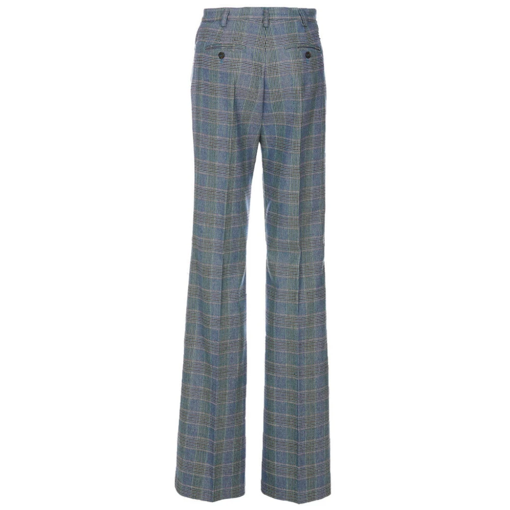 pinko Flare-fit wollen blend broek Prince of Wales Blue Dames