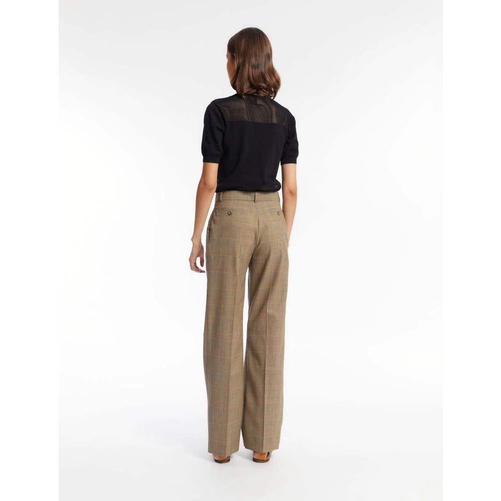 Ines De La Fressange Paris Hector Prince of Wales Trousers Beige Dames