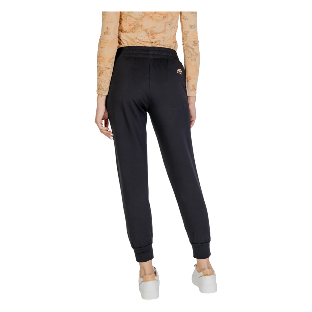 Alviero Martini 1a Classe Zwarte Kant-Vastgemaakte Katoen-Lycra Broek Black Dames