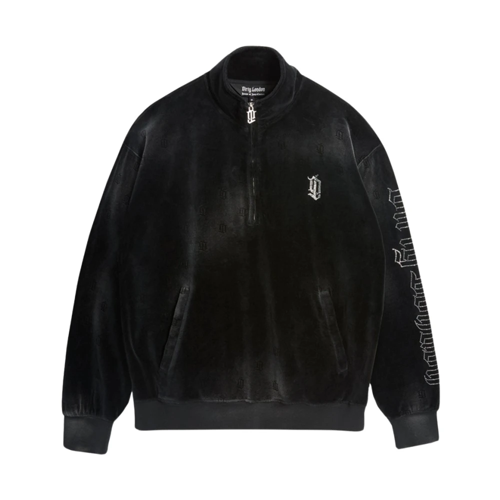 Juicy Couture Zwarte Velours Half Zip Track Jas Black Heren