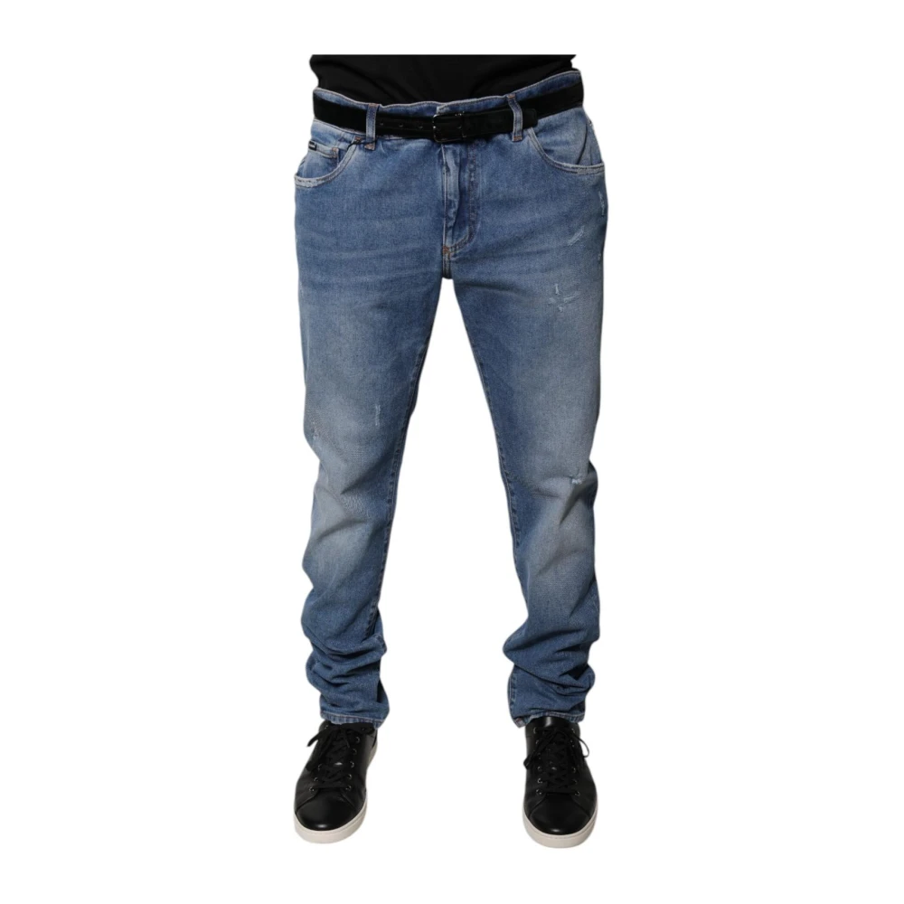 Dolce & Gabbana Men's Blue Straight Fit Jeans, 2XL, Light Skinny Denim Jeans