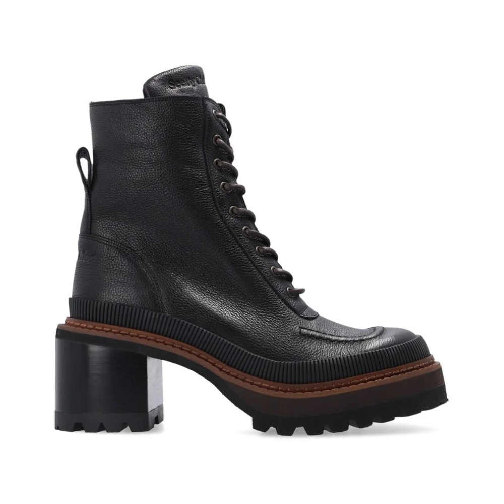 See By Chloé Women's Black Mahalia Leather Lace-Up Boots