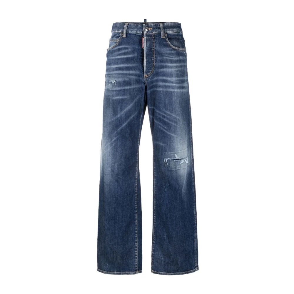 Blå high waist wide-leg ikon jeans