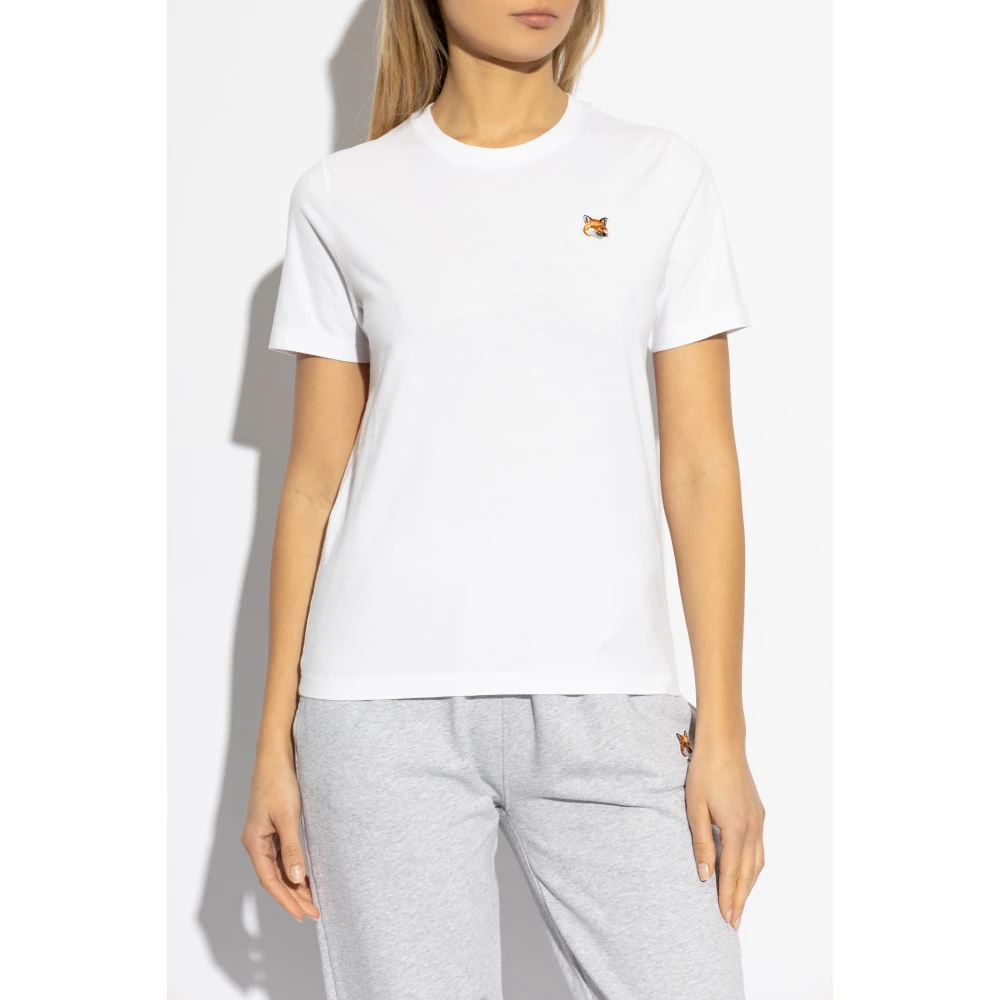 Maison Kitsuné T-shirt met logo patch White Dames