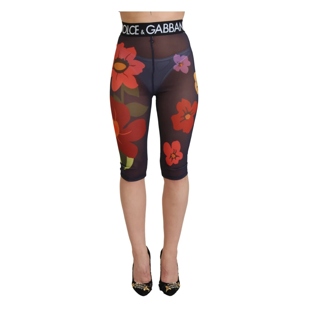 Dolce & Gabbana Elegante Leggings met Bloemenprint en Hoge Taille Black Dames