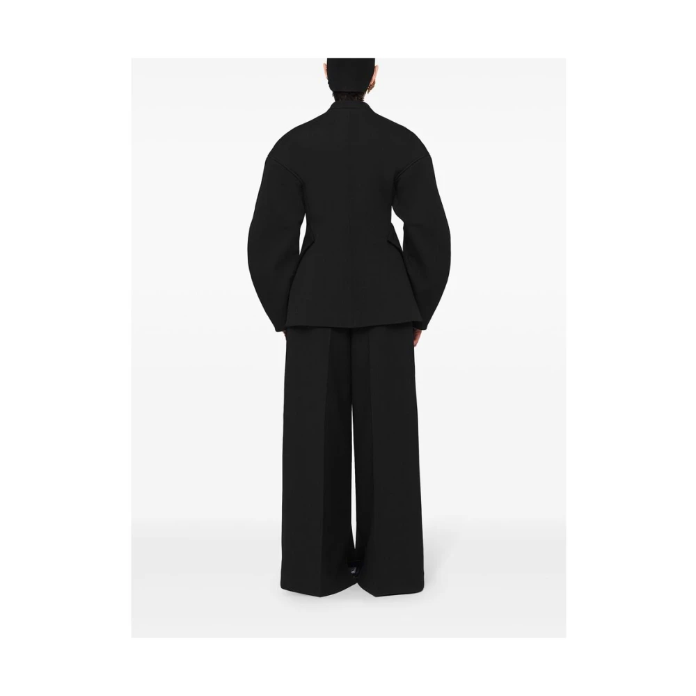 Jil Sander Zwarte Wollen Oversized Jas Black Dames