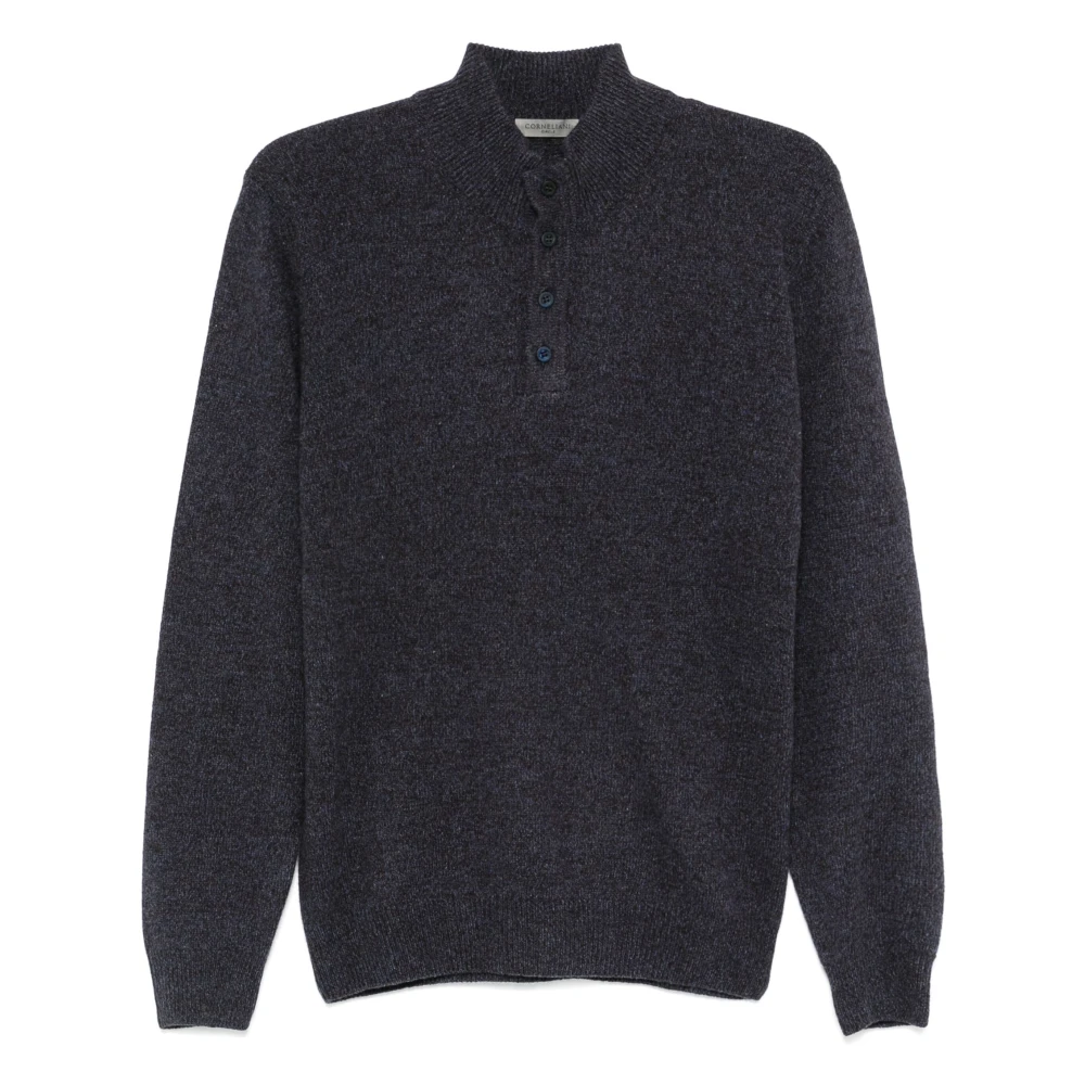 Corneliani Lyxig Cashmere/Ullstickat Blue, Herr