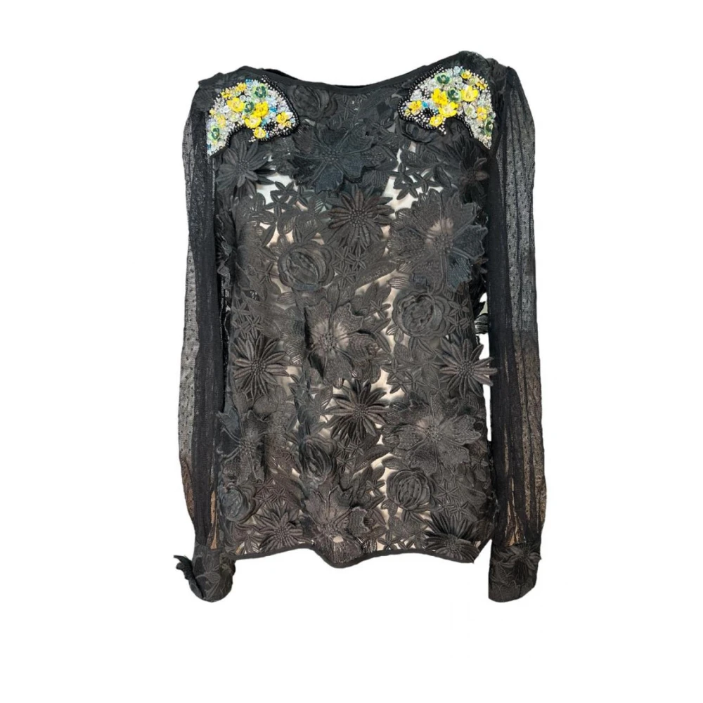 Cavalli Class Bloemenkant Sweatshirts & Hoodies Black Dames